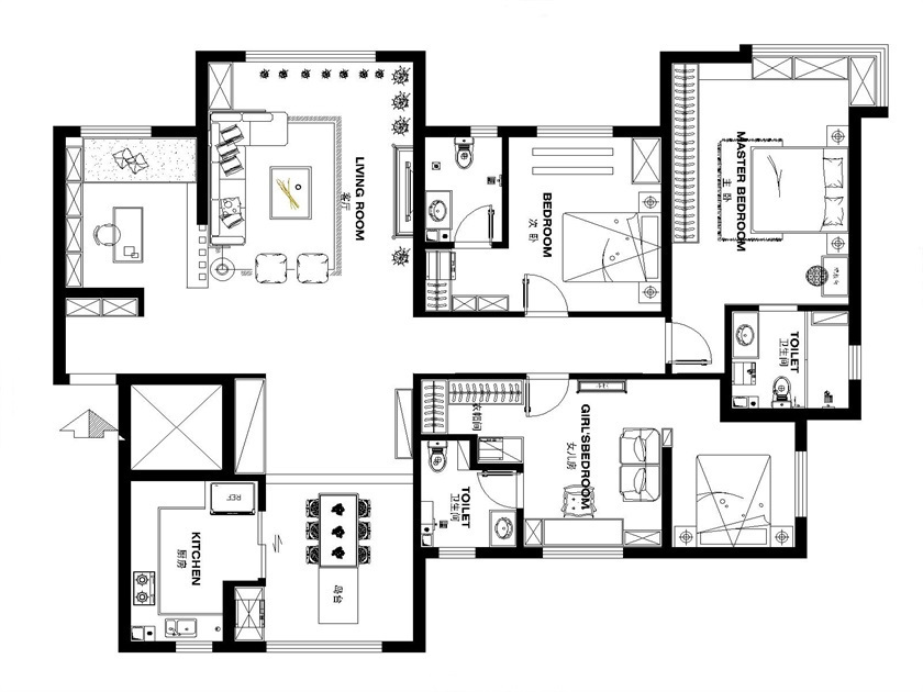 原始户型:本案户型比较方正,本户型室内通风理想.