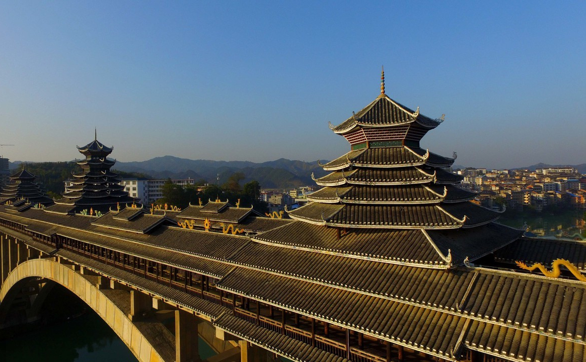 著名的广西三江程阳风雨桥.