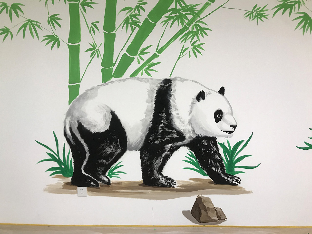 儿童活动区熊猫竹子墙绘彩绘