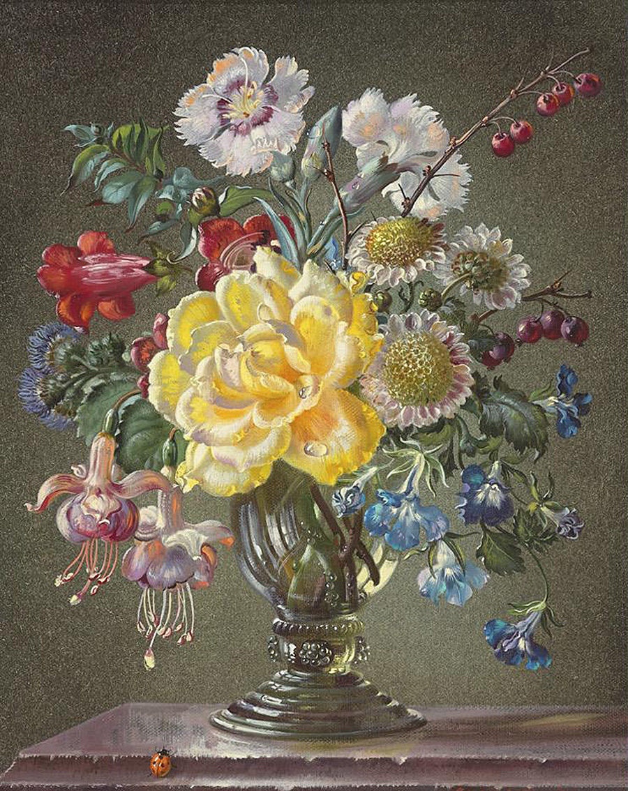 插画:英国艺术家cecil kennedy静物花卉作品