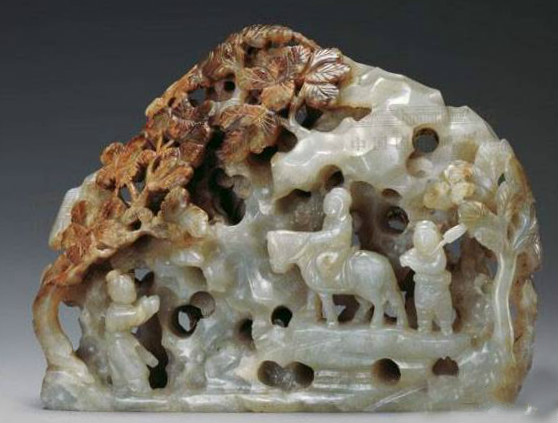 古玉学步(133):多层镂空巧色雕 浑然天成意境高