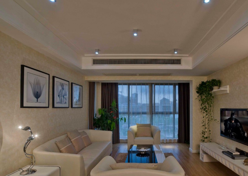 中央空调在阳台的位置,整体客厅和餐厅都能有效的制冷制热.
