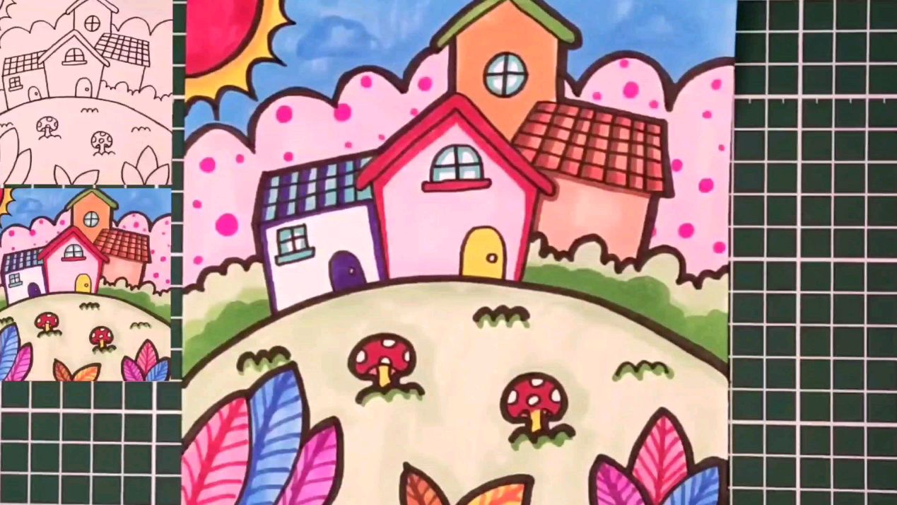 卡通儿童画《房子》4-12岁再也不用报美术班了