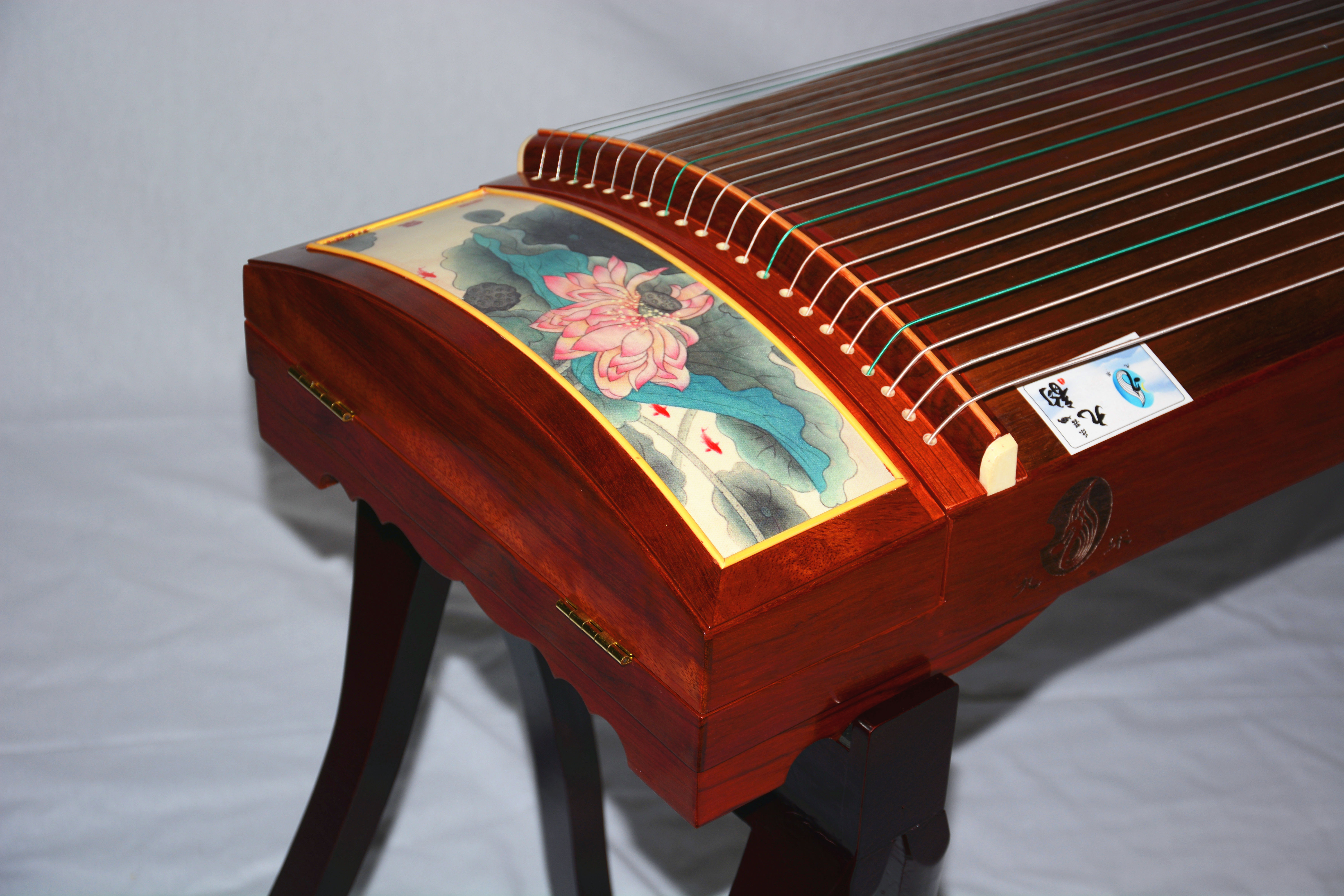 九韵乐器红木古筝荷花款式产品鉴赏