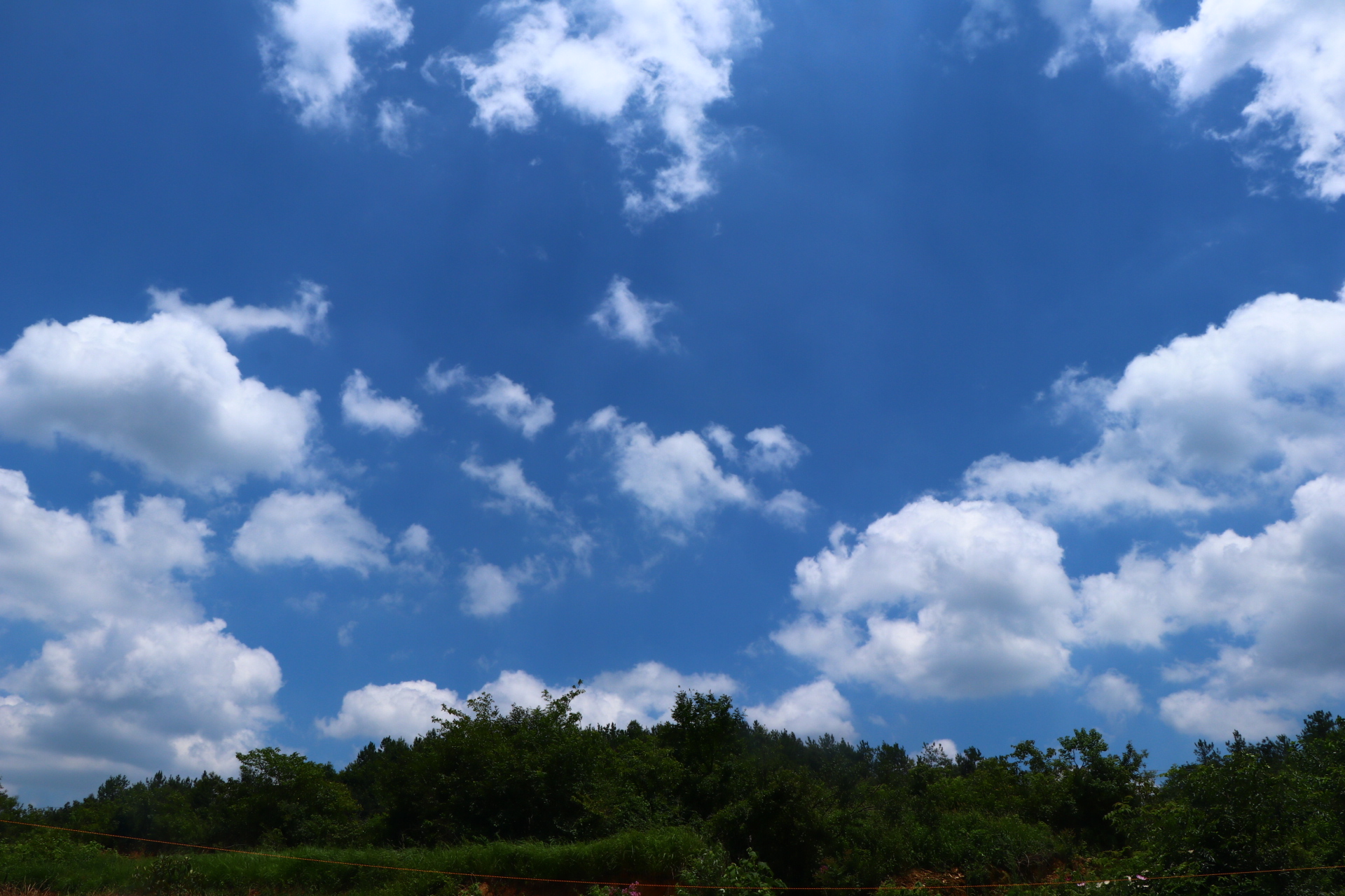 随州花湾生态园淌河鸿运谷蓝天白云风景如画