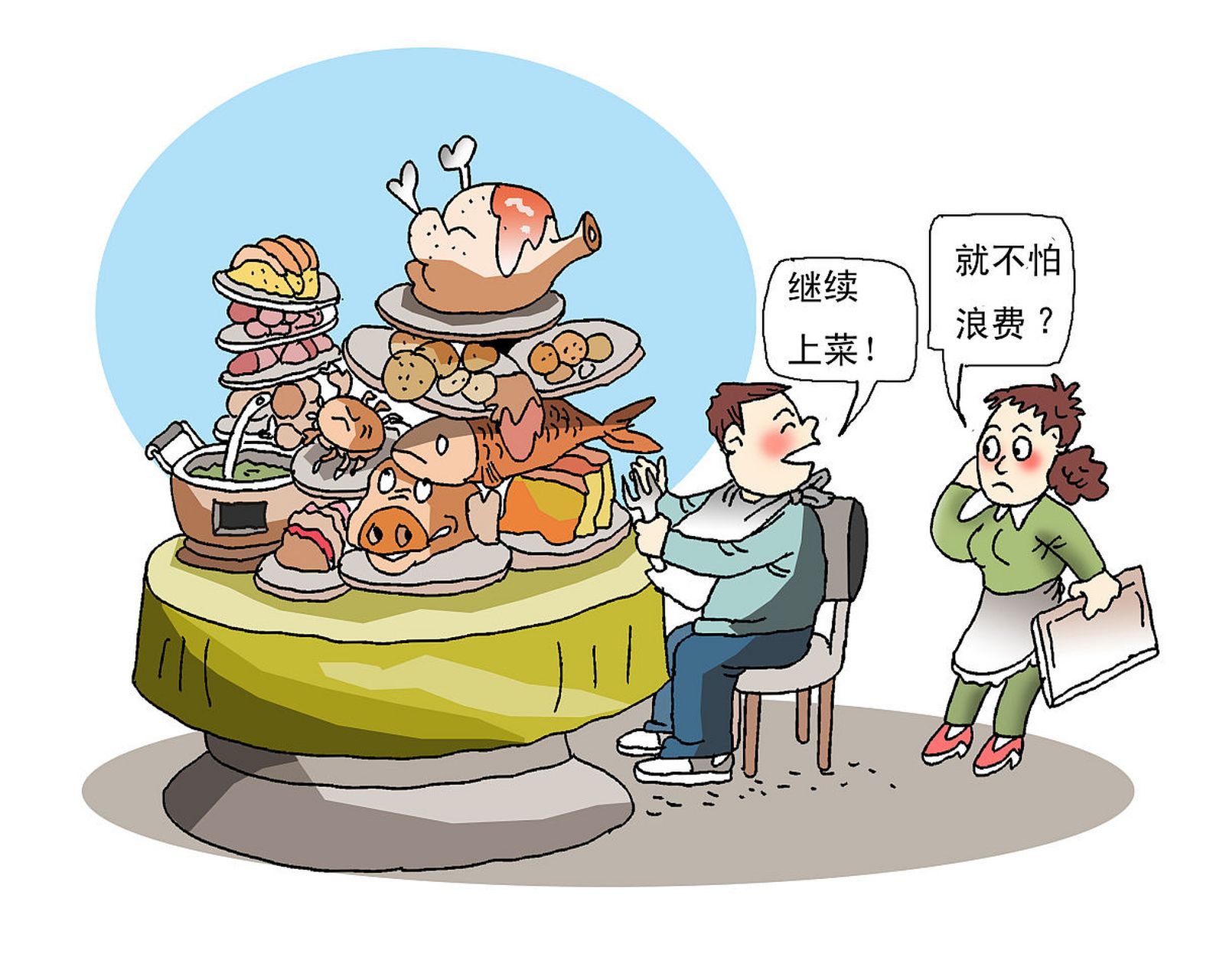 浪费食物照片漫画图片