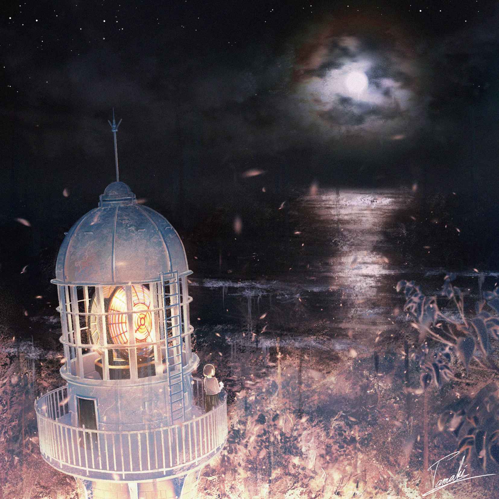 日本插画师tamaki绘制的唯美场景