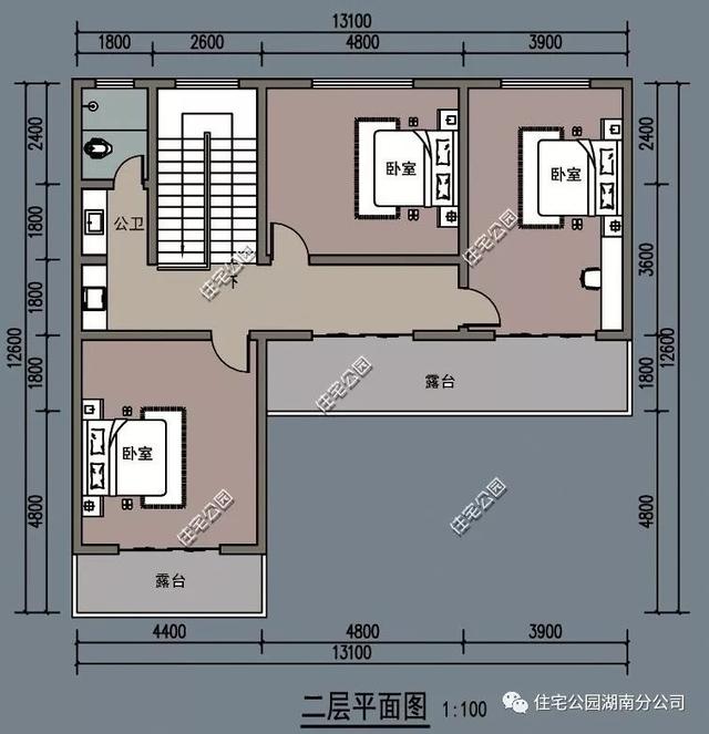 农村自建房户型,4室2厅占地仅100平可三世同堂