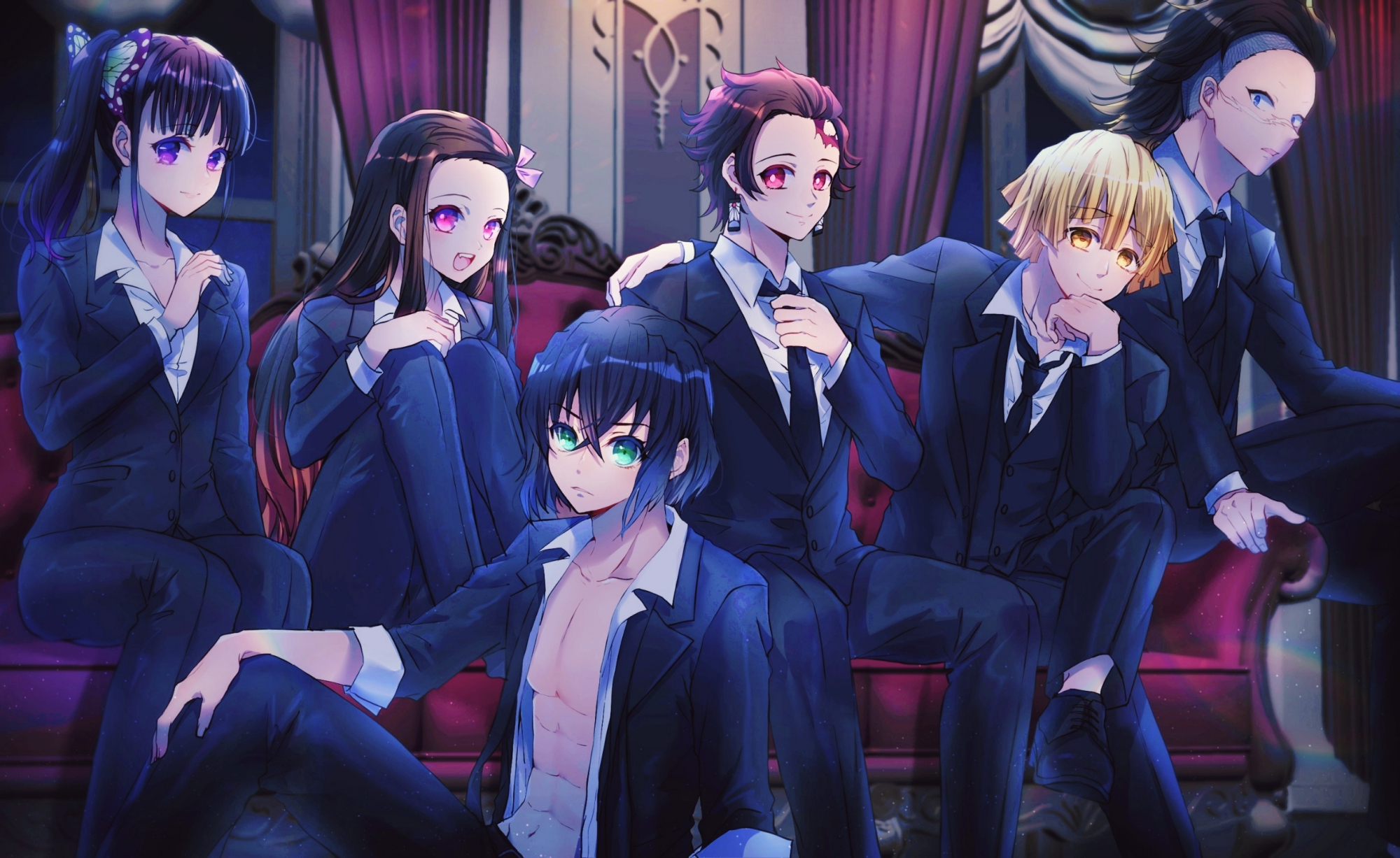 鬼灭之刃:鬼杀队换下队服,五小强变偶像天团,看到水柱我酸了