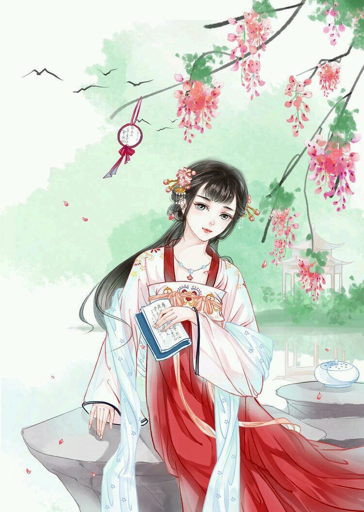 古风手绘绝美佳人壁纸:嫦娥应悔偷灵药,碧海青天夜夜心