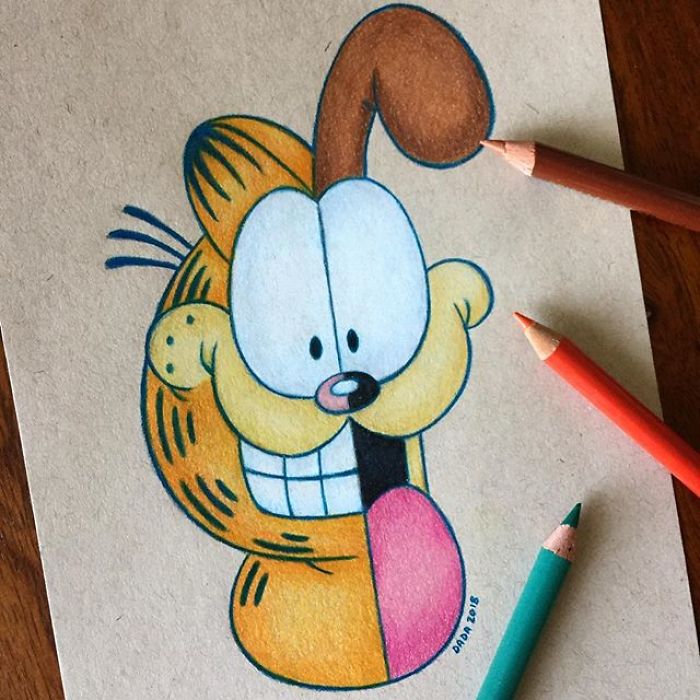 彩铅画:迪士尼动画人物二合一