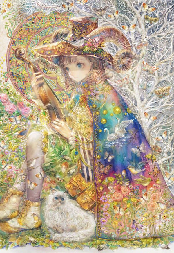 人物插画,一组绚丽繁复神秘又复古的女孩插画