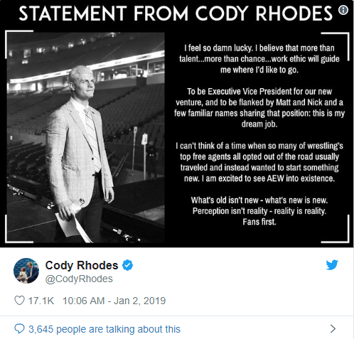 科迪·罗兹首度正式确认在aew中的真实地位!