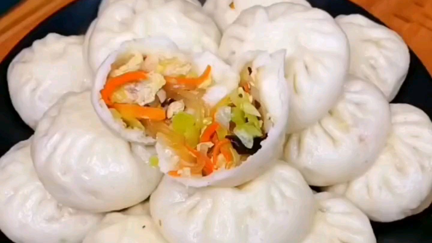素菜包子,家庭版!不知道吃什么的你可以学学!