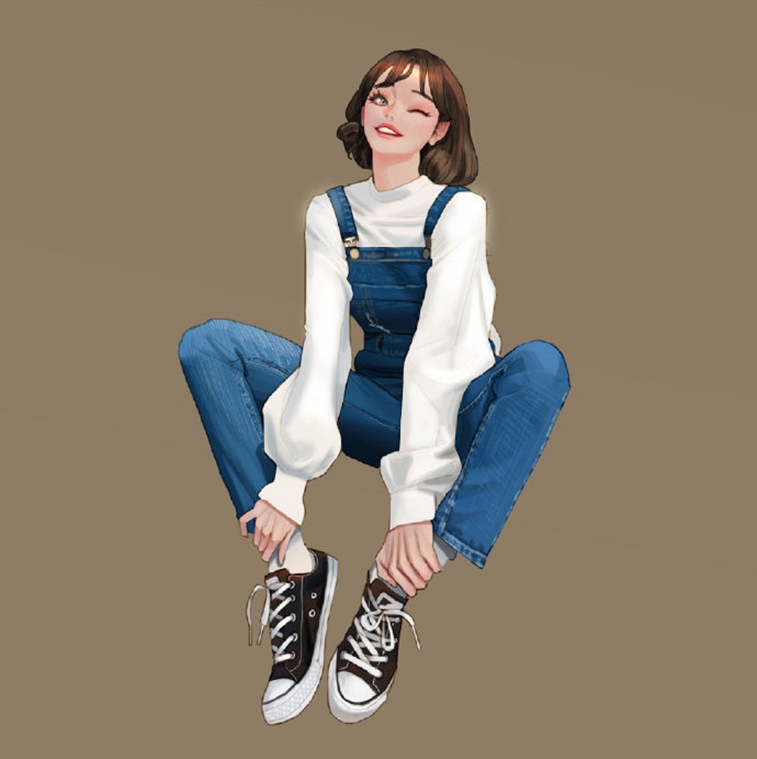 风格迥异的少女手绘插画,穿搭很值得借鉴,慵懒舒适又不失时尚感