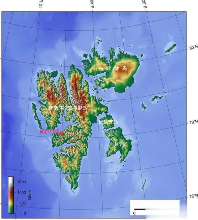 斯瓦尔巴群岛地形图图片
