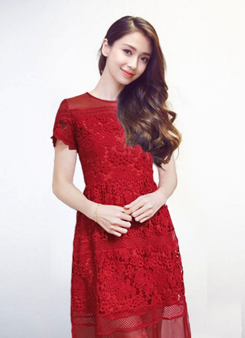 当angelababy穿上了红色礼服,肤白貌美,网友:女神太美了!