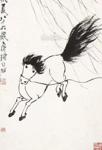 齐白石的一幅"丑马"卖出1380万高价,而最会画马的徐悲鸿怎么看