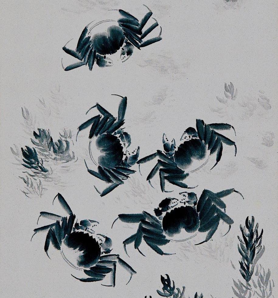 中国水墨画:螃蟹,陈树人(1887