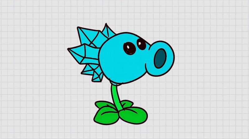 植物大战僵尸简笔画:画植物大战僵尸中的的寒冰射手简笔画,亲子,早教