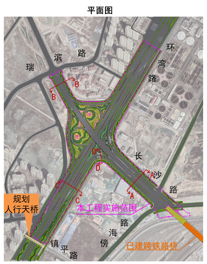 先睹为快!环湾路与长沙路立交桥工程规划出炉