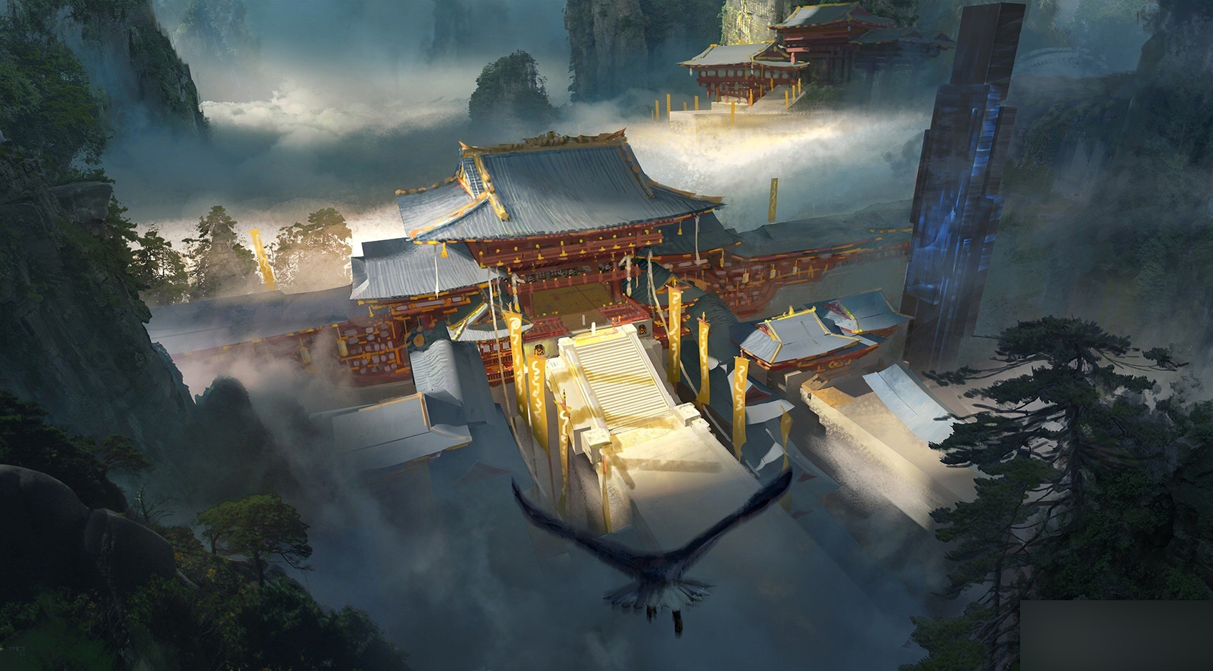 一组画风细腻的古风场景插画作品!既有宏伟建筑也有唯美风光!