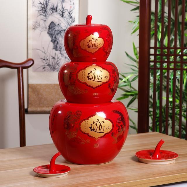 火红的中国红陶瓷摆件,吉祥如意,生活更红火