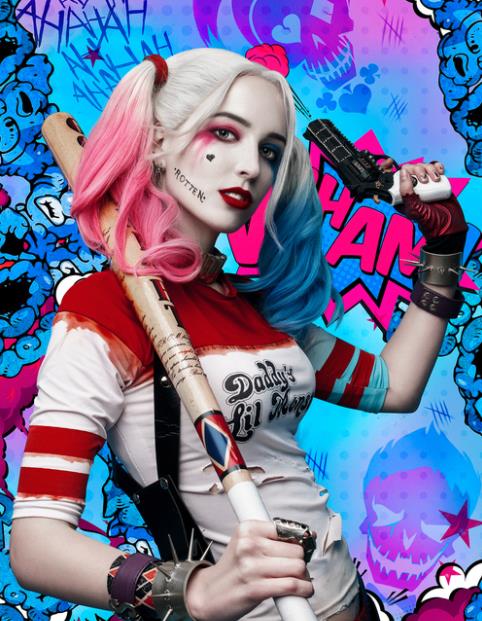 吹泡泡的哈莉奎茵,很嚣张.