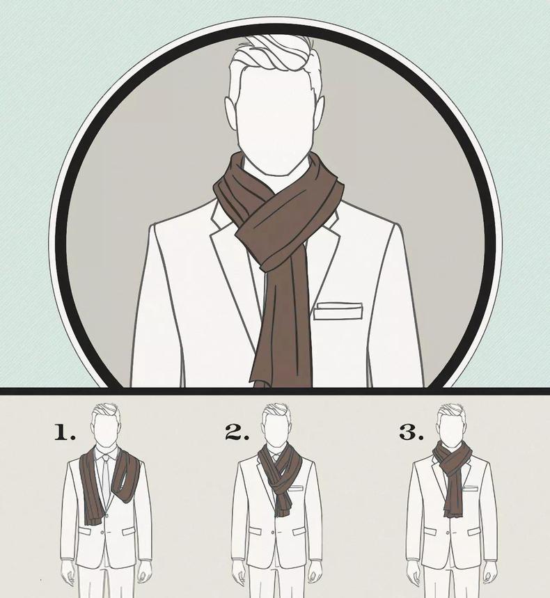 男士围巾的各种织法图片