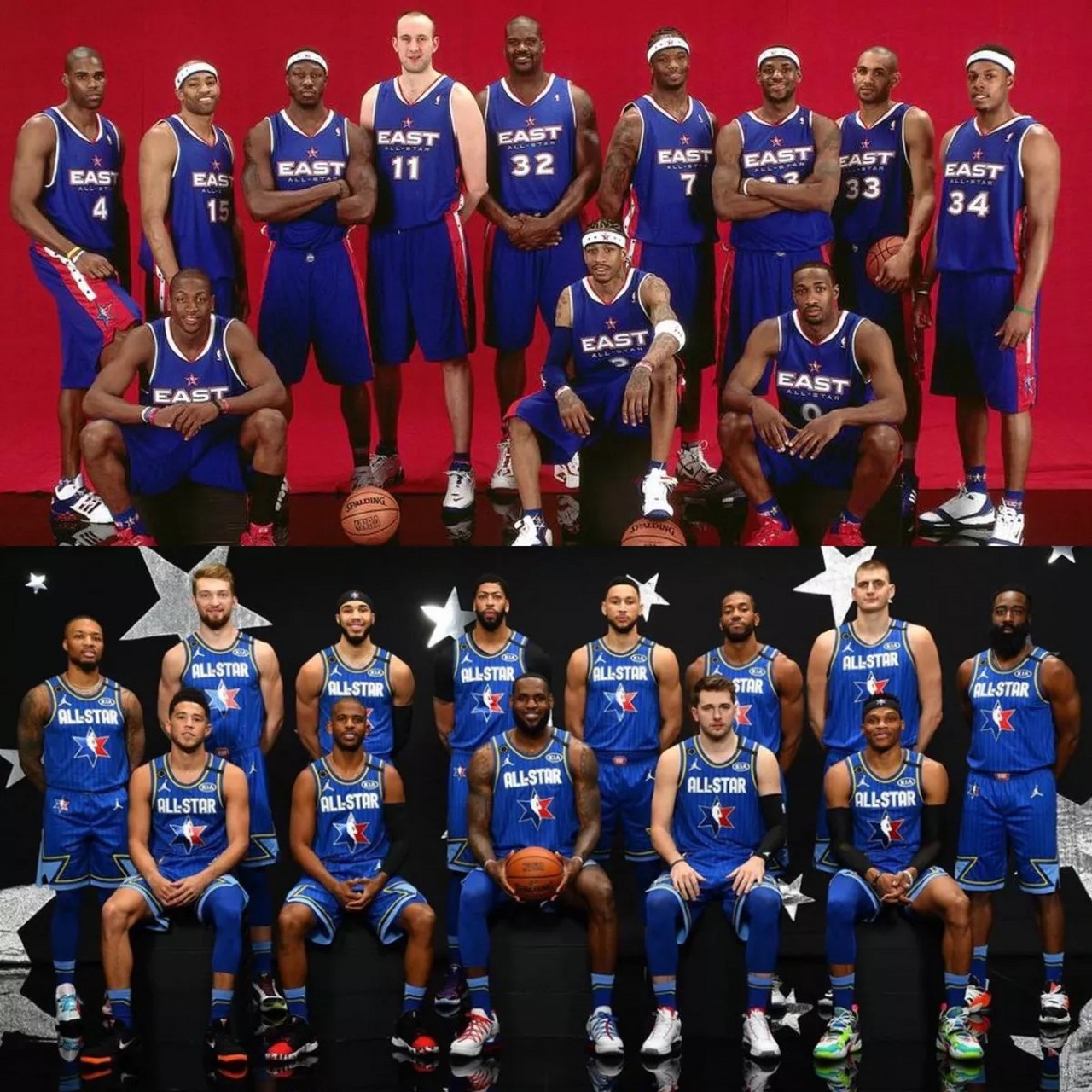 2020nba全明星# 2005年全明星阵容到2020年全明星阵容对比图