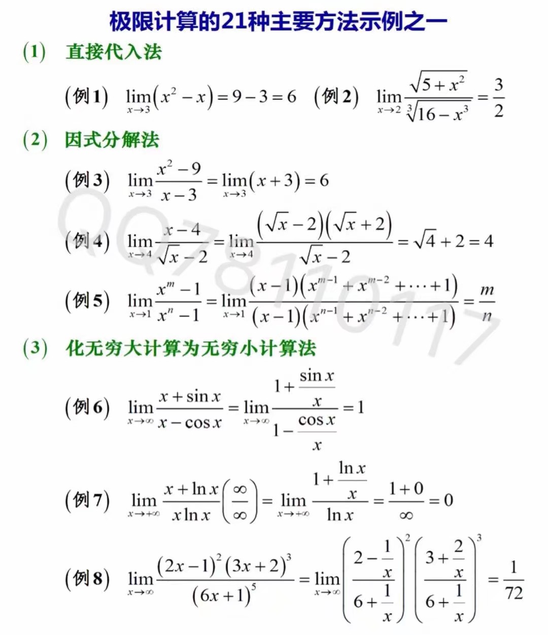 大学数学求极限常用公式及简单套用
