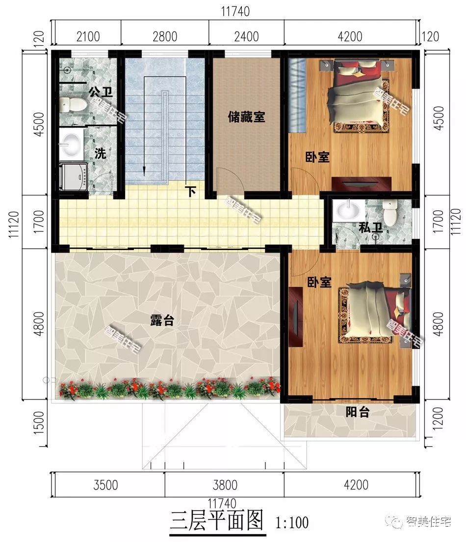 寬15米多的兩棟自建房,第一棟裝飾用面磚,第二棟帶車庫