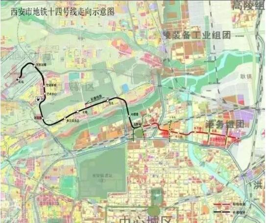 西安十四号地铁线路图图片