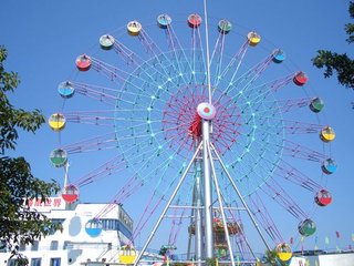 洛阳最有名的王城公园里有:海盗船,摩天轮,索道,动物园