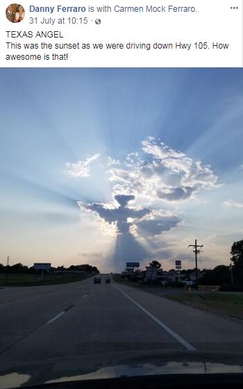 美国得州上空现壮观"天使云" 网友叹:神迹