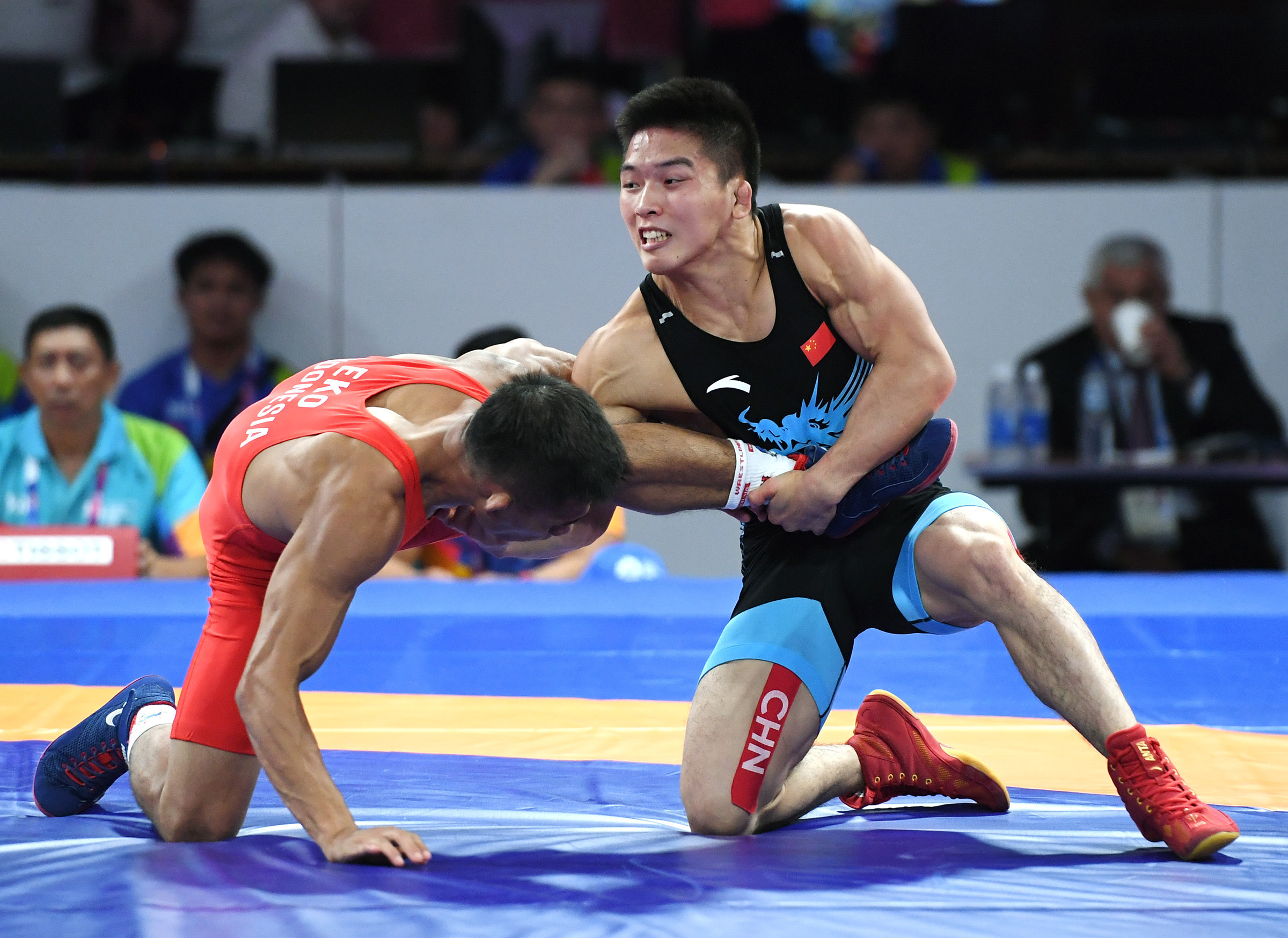 摔跤——男子自由式摔跤57公斤级1/4决赛:中国选手刘明瑚晋级(3)