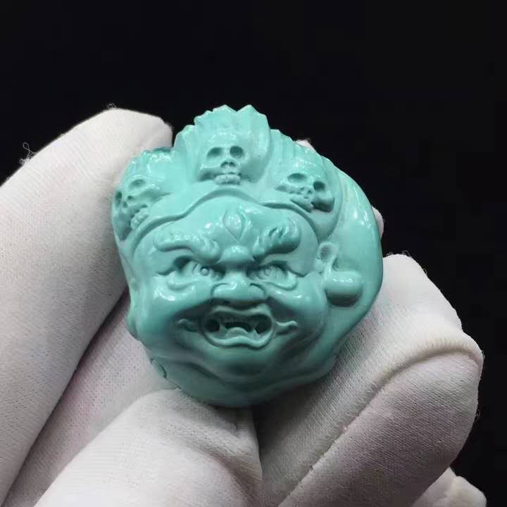 绿松石雕刻欣赏:"大黑天"的寓意,你真的懂了吗?