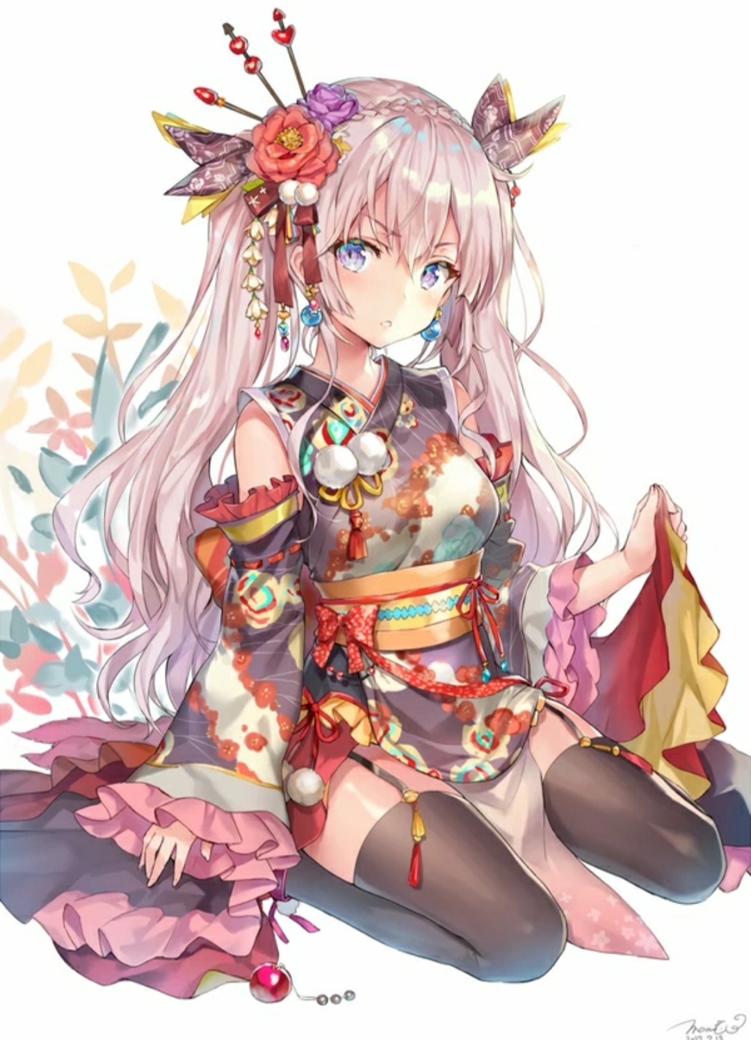 二次元动漫壁纸:萌系少女,我想着等到春暖花开,再对你说爱