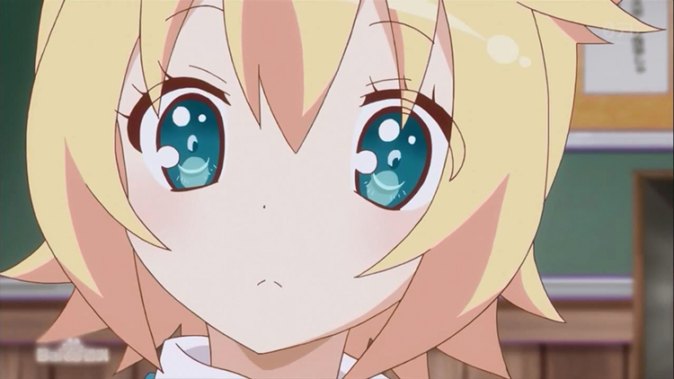 《轻音少女》:中野梓 体型娇小,稍稍青色的黑发并扎成双马尾,瞳孔的