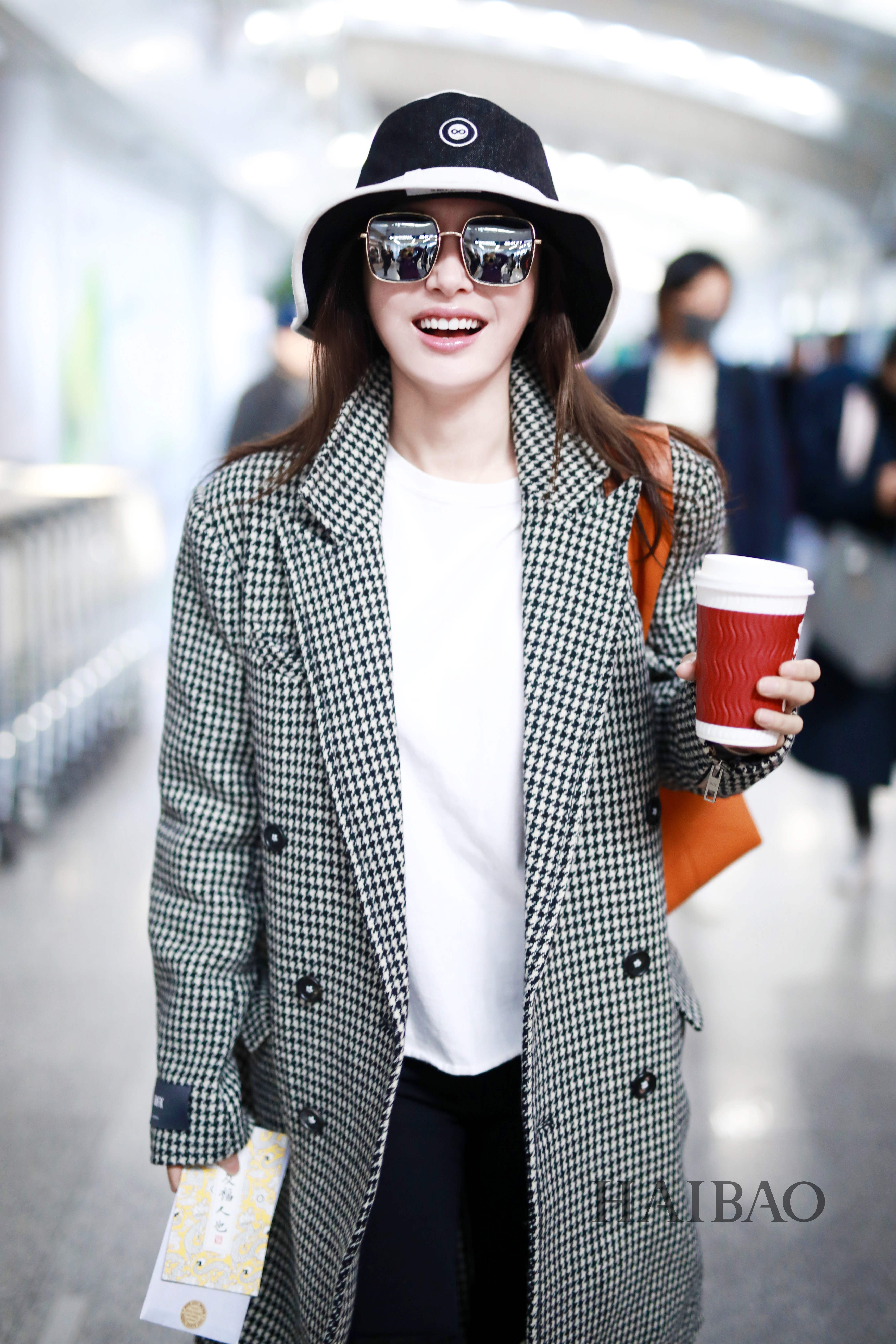 秦岚11月09日现身北京机场,身穿千鸟格纹大衣温柔有风度