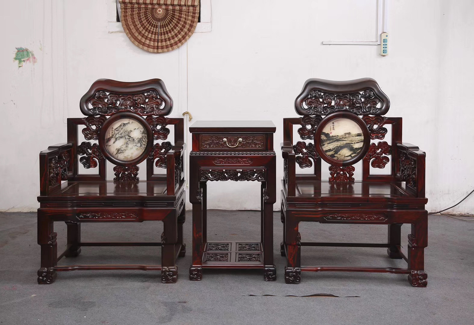 大红酸枝,灵芝中堂十二件套,传世珍藏款