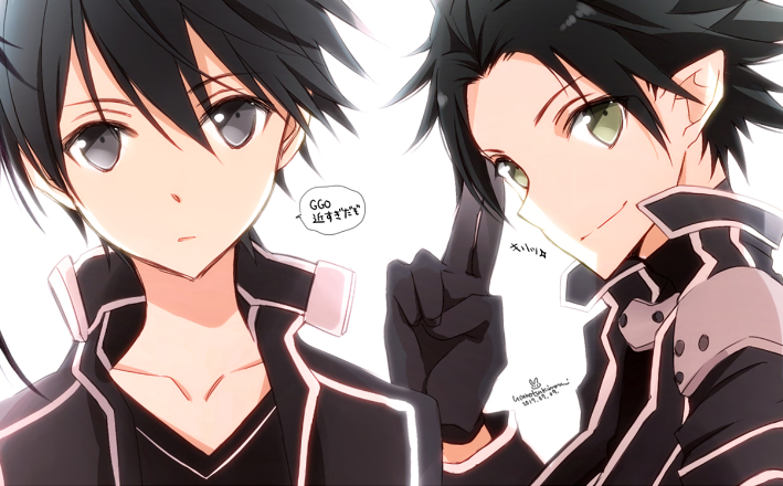 以下所有图都是由画师月森うさこ创作,《刀剑神域》桐人与尤吉欧的