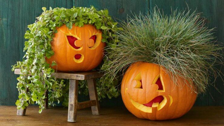 女人造型的南瓜雕刻