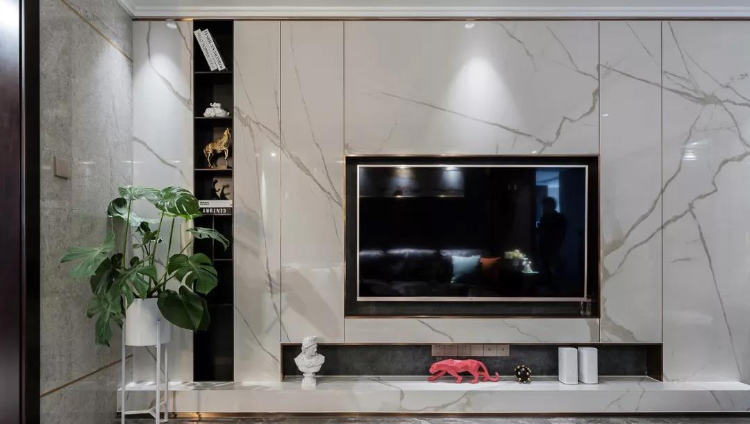 120平四居室全屋定制装修设计,客厅弧形吊顶嵌入灯带效果超级好