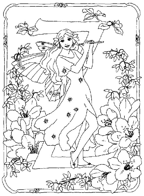 很美的花仙子和26个字母,是很好的刺绣线稿,也能临摹彩绘