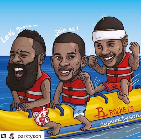 火箭官方展示香蕉船三兄弟漫画图