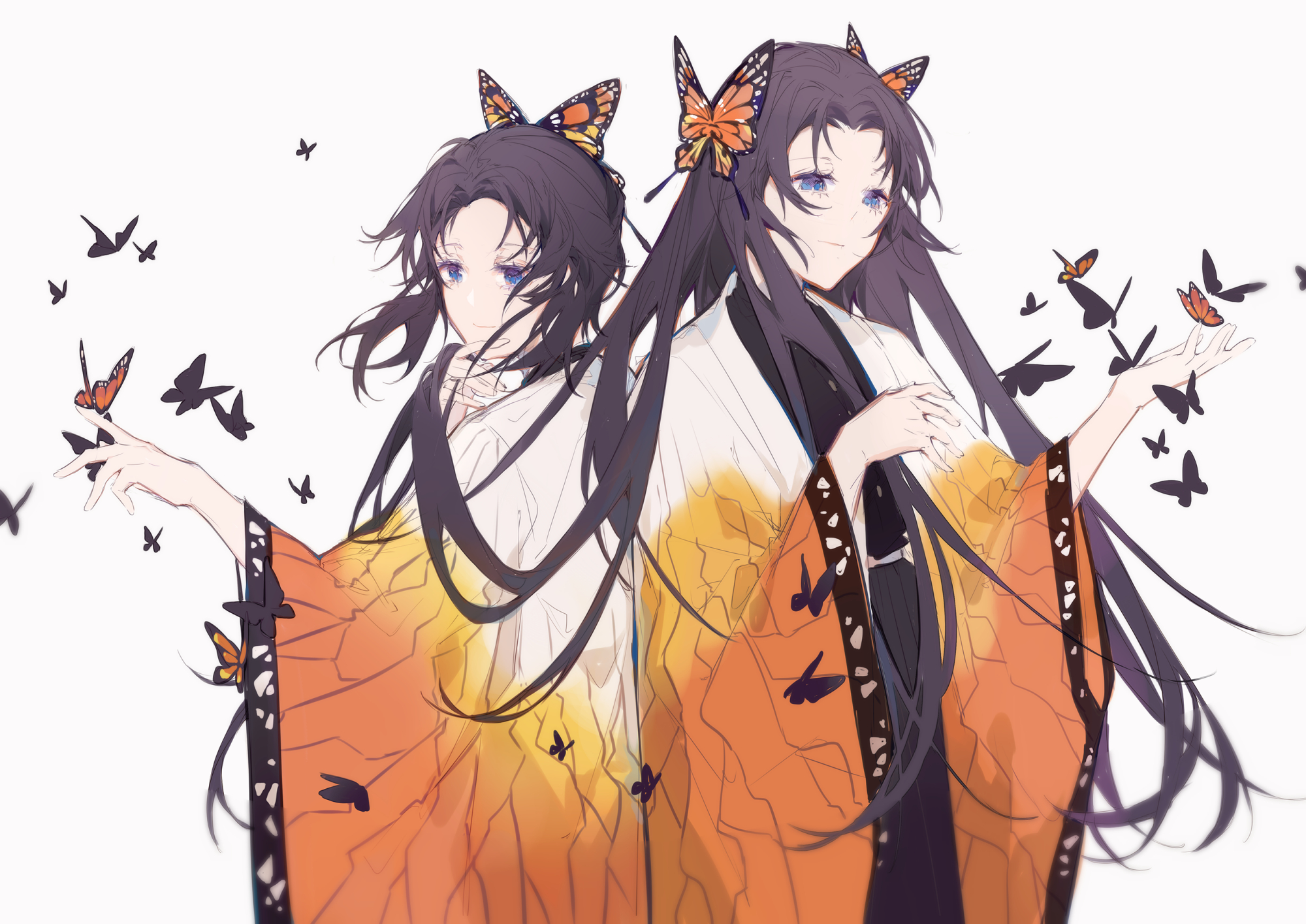 动漫壁纸:鬼灭之刃蝴蝶忍和香奈惠同人图,精选p站画风清冽美图