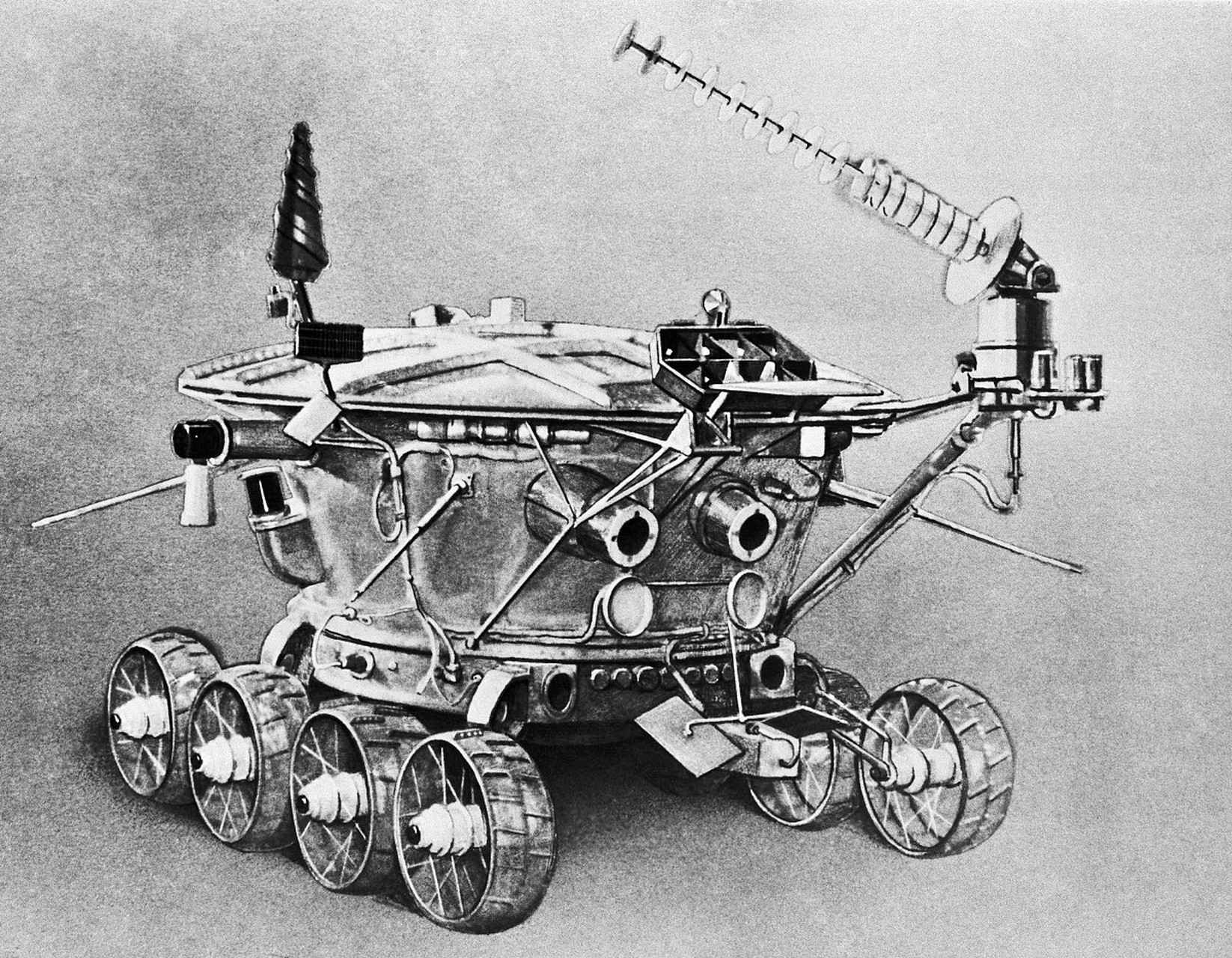 第一辆月球车 1970年11月,苏联发射的"月球17号"探测器将"月球车1号"