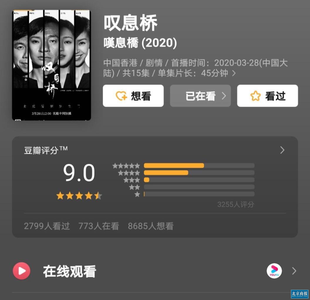 豆瓣9分!优酷《叹息桥》造2020华语剧集第一口碑