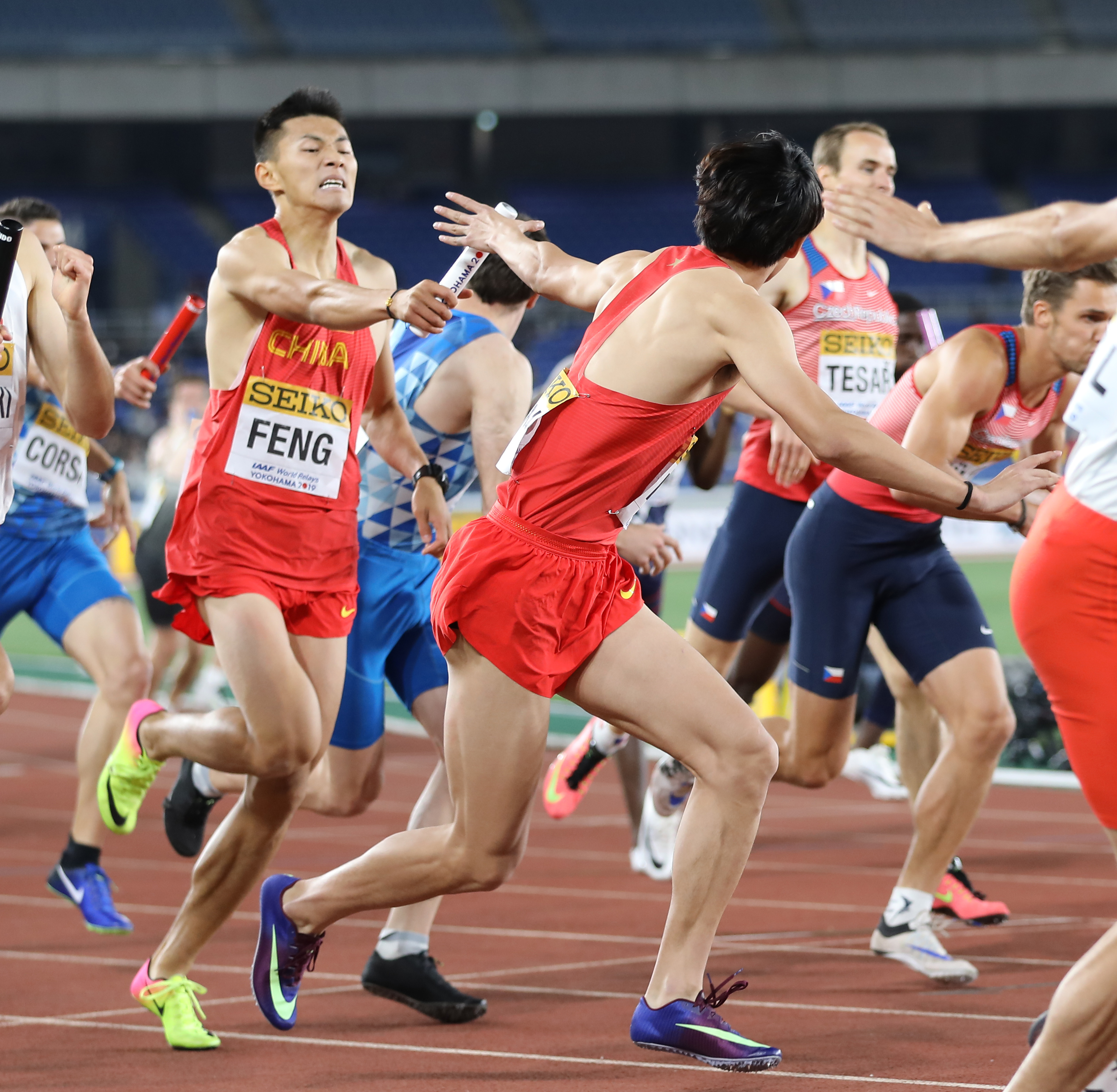 田径——世界接力赛:中国队获男子4x400米接力b组决赛第四名